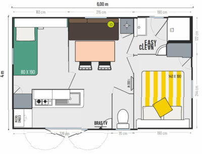 Stacaravan 2 slaapkamers - Le Cozy