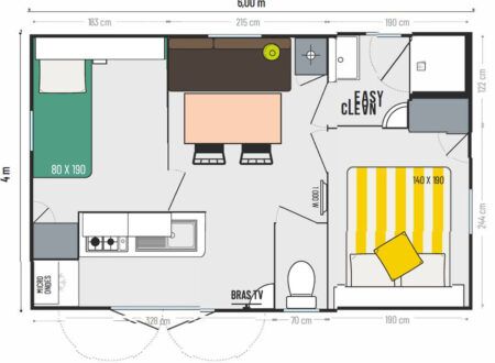 Campsite in Normandy, Alabaster Coast | 3-person mobile home